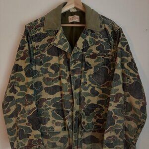 Vintage SafTBak Camo Hunting Jacket Corduroy Collar Size XLarge